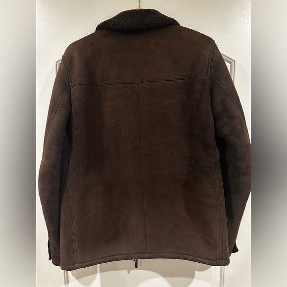 Prada Linea Rosa chocolate brown suede and shearling military style coat - Picture 4 of 4